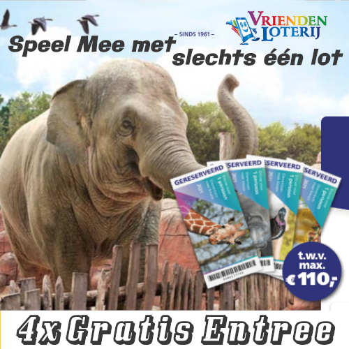 Gratis 4 dierentuin entreekaartjes en kans op geldprijzen