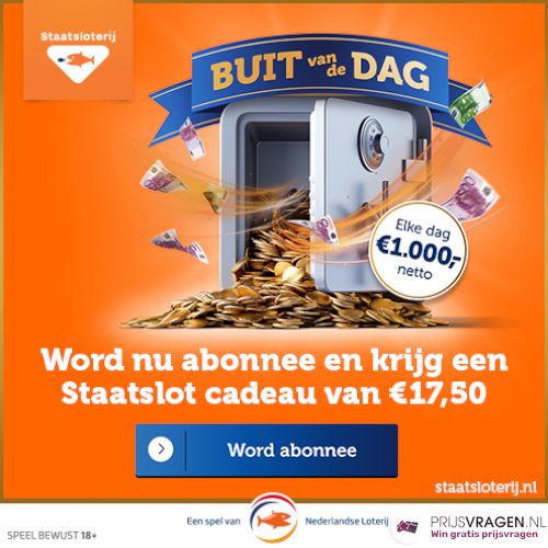 Gratis staatslot €17,50 cadeau en winkans elke dag €1000